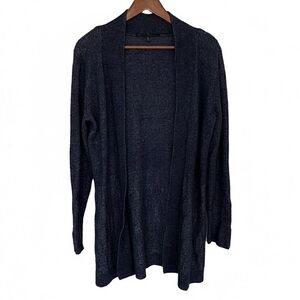 White House Black Market WHBM Wool Blend Navy Long Cardigan Sweater Size L